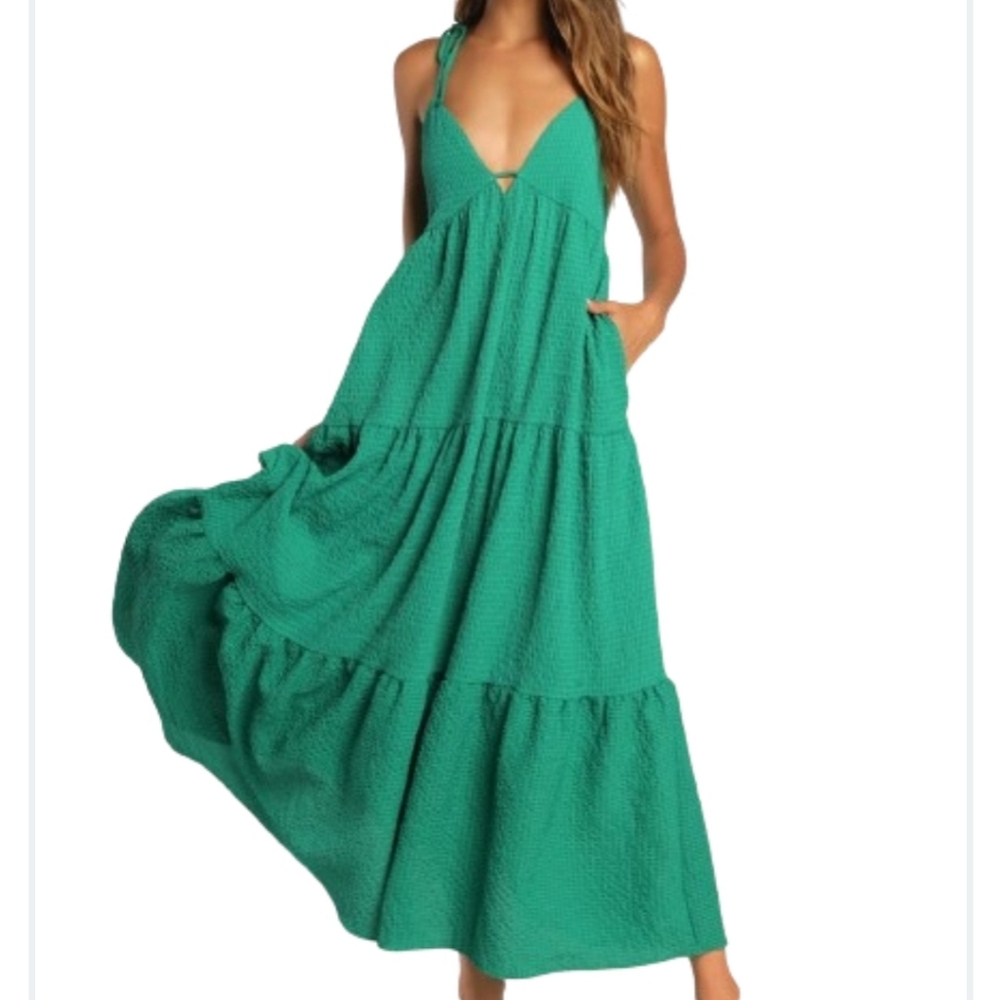 Lulu's Green Tiered Ruffled Sundress